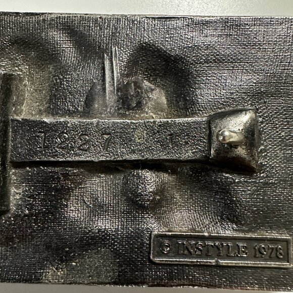 VTG 1978 Instyle #1227 Grimm Reaper Skull Cycle silver tone 3.25 x 2.25” buckle - Picture 3 of 5